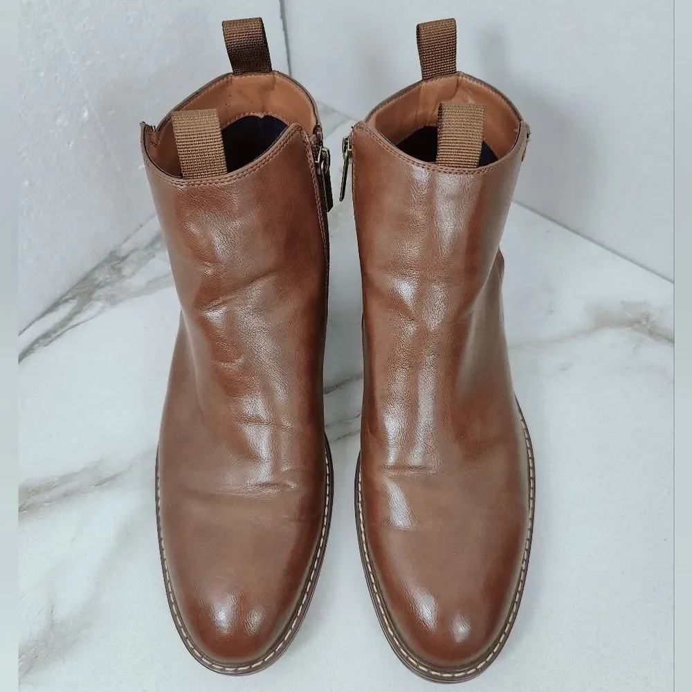 Guess Men Gmdaming Brown Faux Vegan Leather Side Zip Chukka Ankle Boots, Sz 9.5